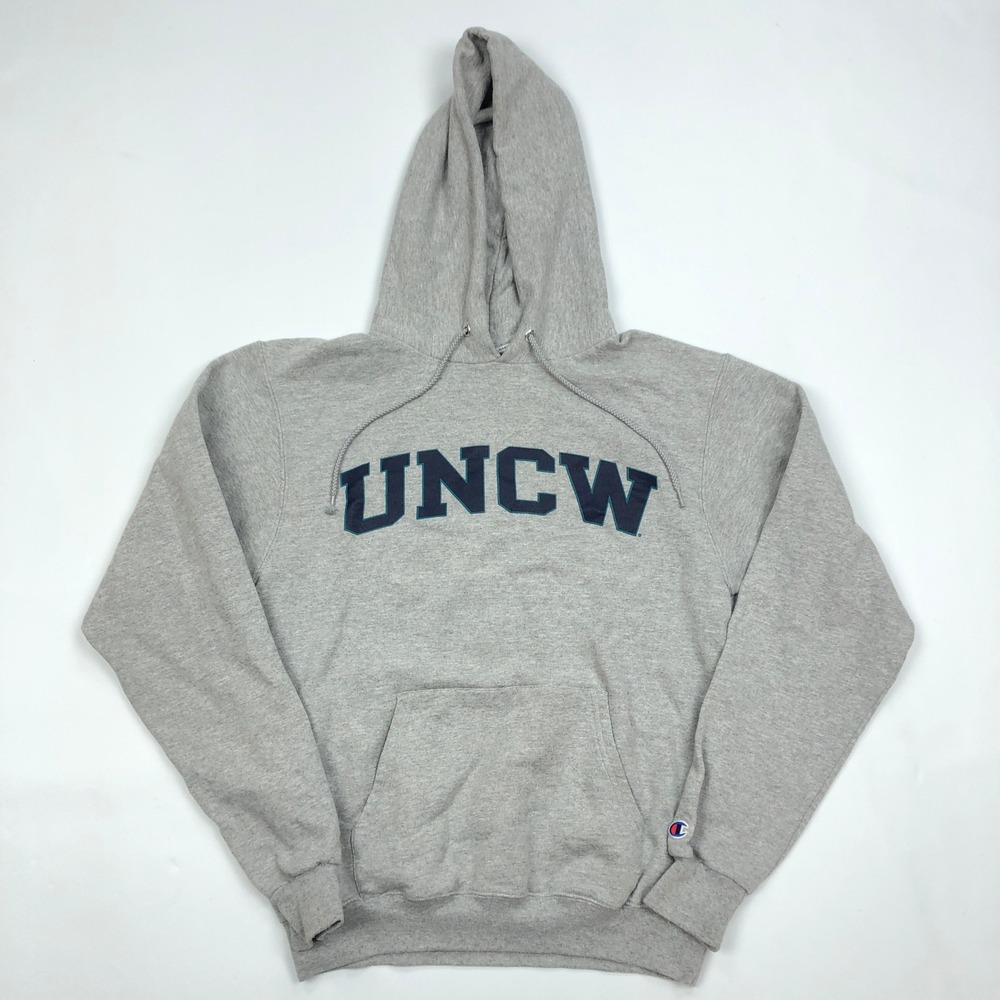 Champion UNCW Seahawks Hoodie Mens Small Gray Pullover Sweatshirt University